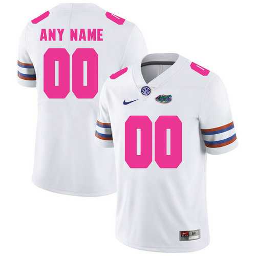 Mens Florida Gators White Customized 2018 Breast Cancer Awareness College